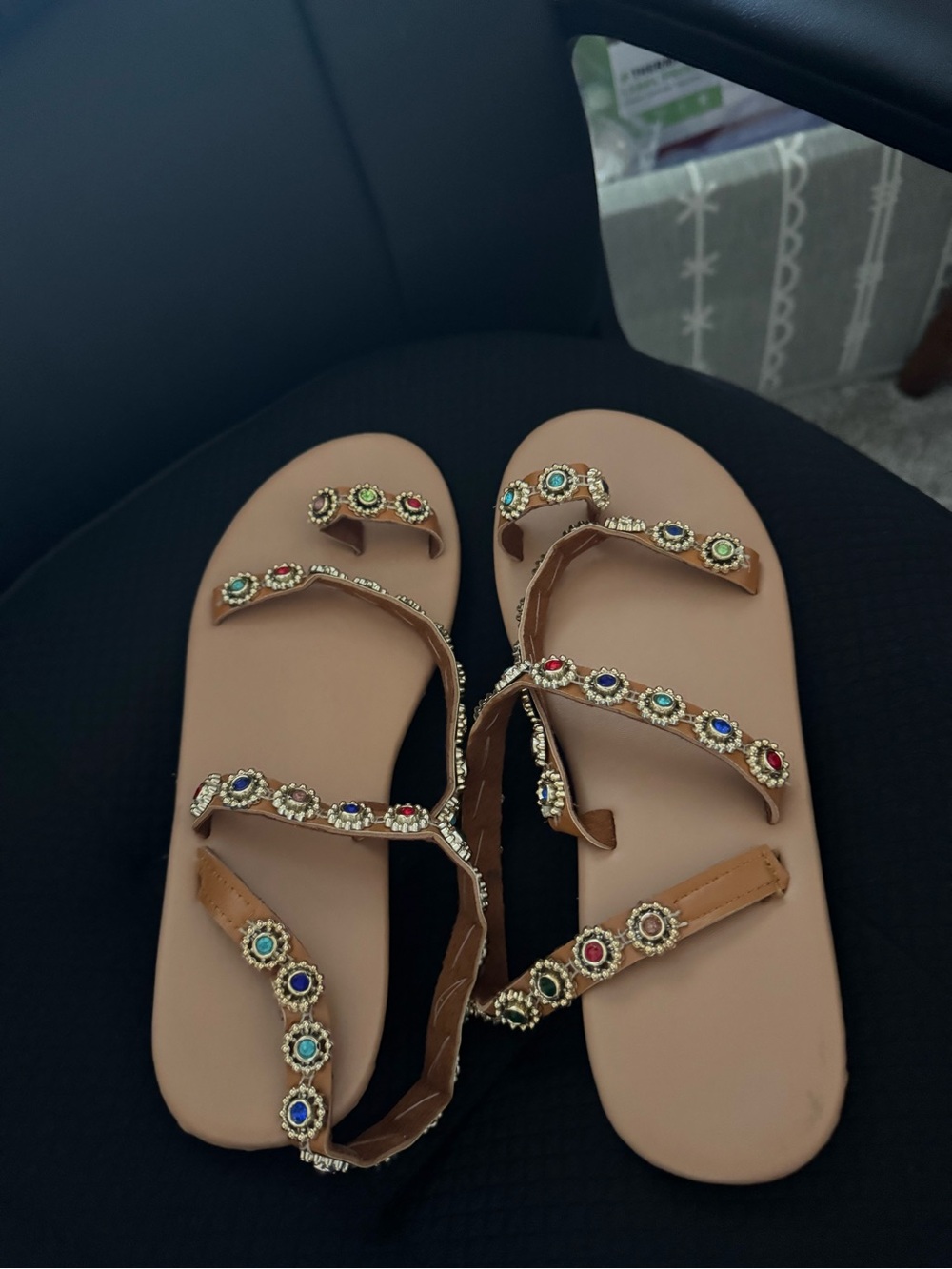 Embellished Tan Women’s Strappy Sandals